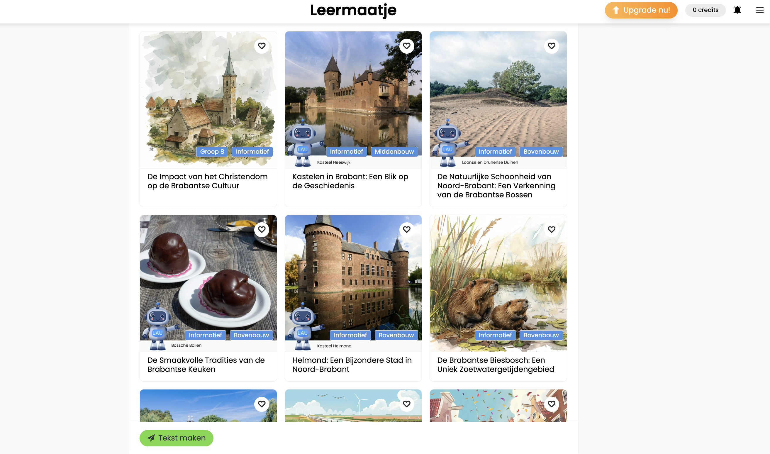 teksten in de app